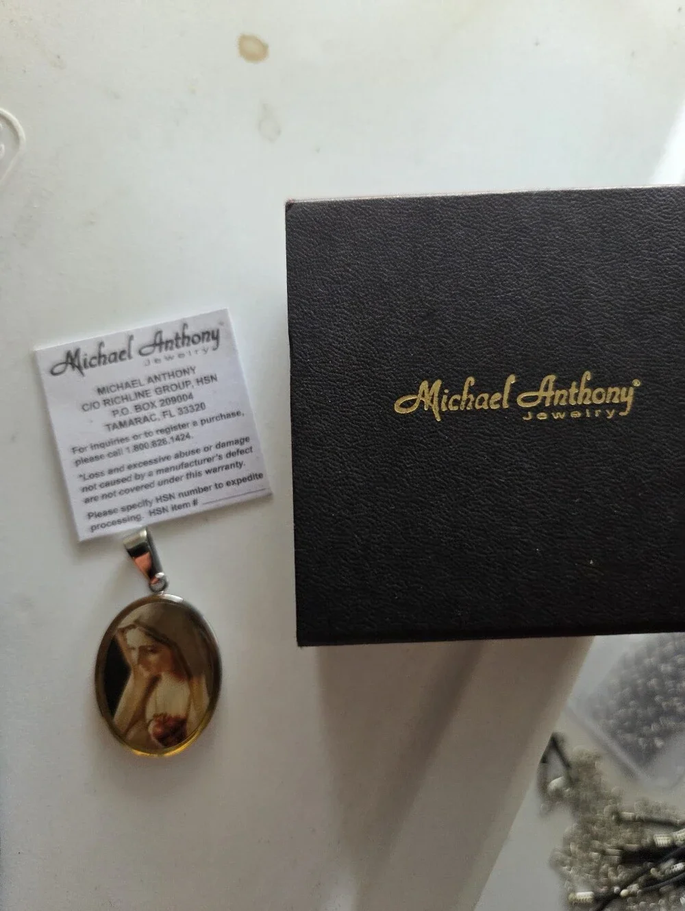 Michael Anthony Cream and Gold Religious Pendant Necklace